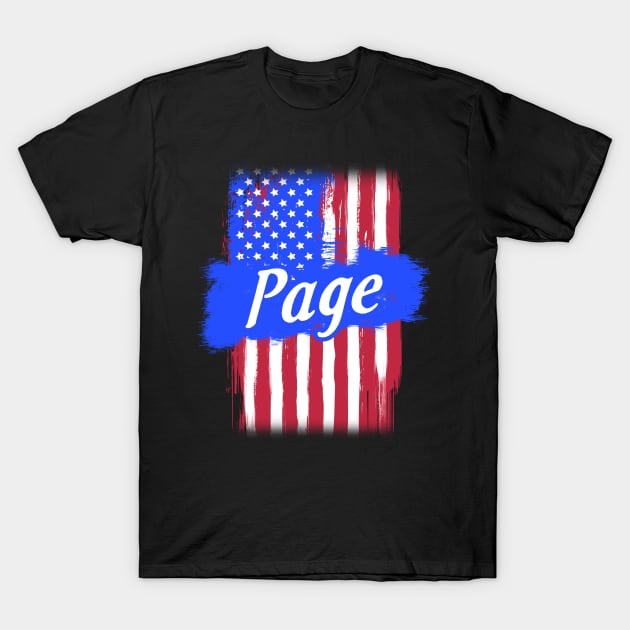 American Flag Page Family Gift T-shirt For Men Women, Surname Last Name T-Shirt by darius2019